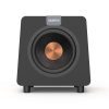 8-inch fiberglass speaker subwoofer in a wood-grain cabinet featuring black front and rear baffles-2 8-inch fiberglass speaker subwoofer in a wood-grain cabinet featuring black front and rear baffles-2